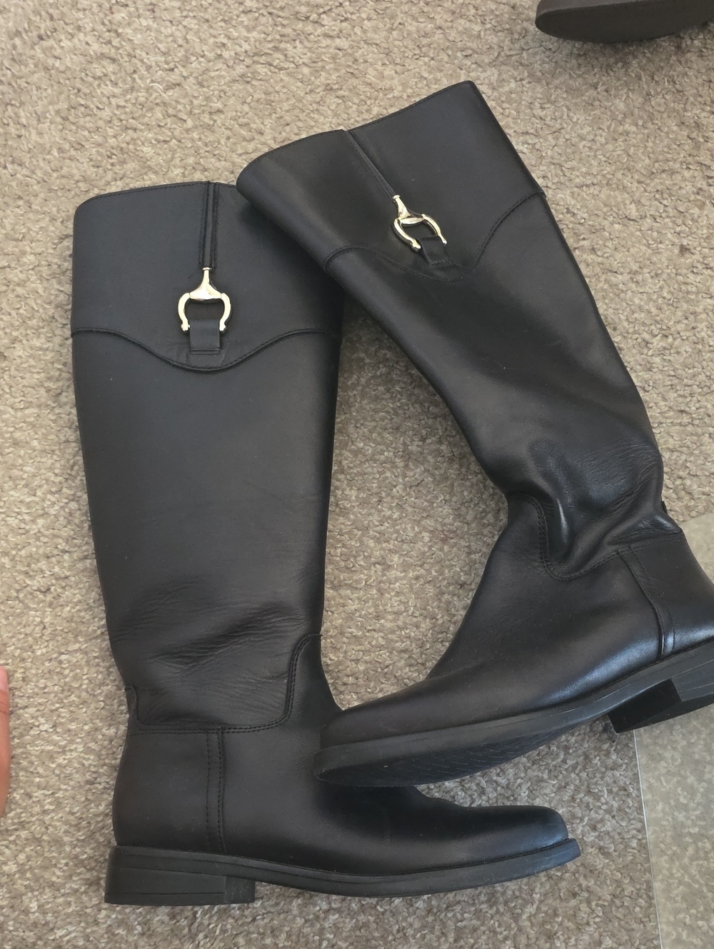 Giani Bernini Black Leather Boots with Dark Gray Interior